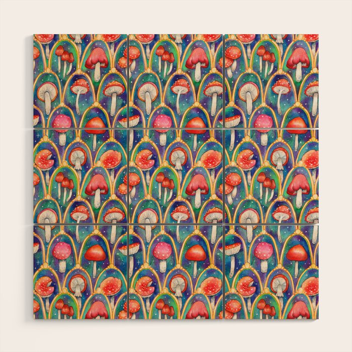 Luxury abstract mushroom pattern - original Wood Wall Art Gallery Image 1