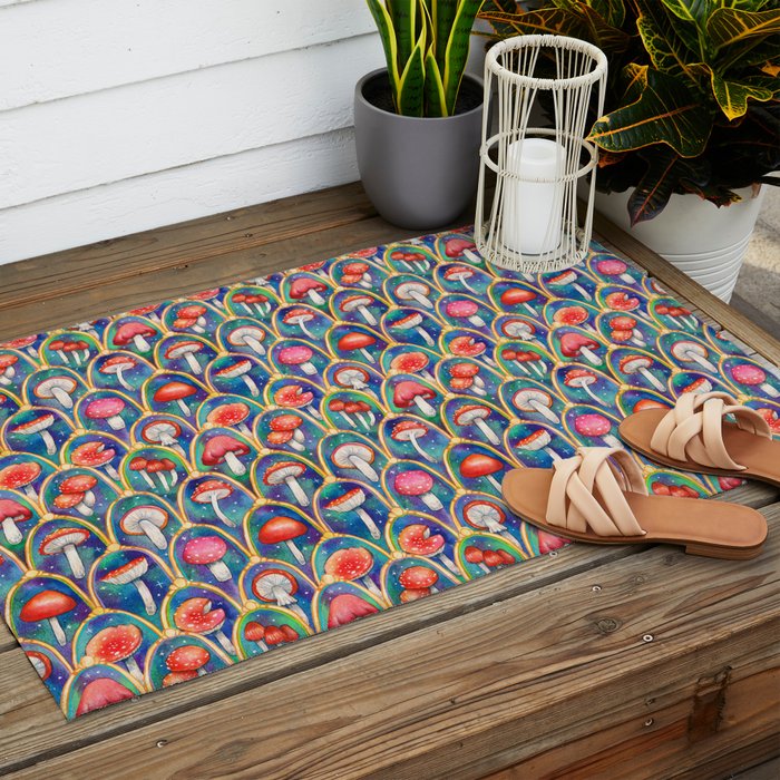 Luxury abstract mushroom pattern - original Outdoor Rug Gallery Image 2