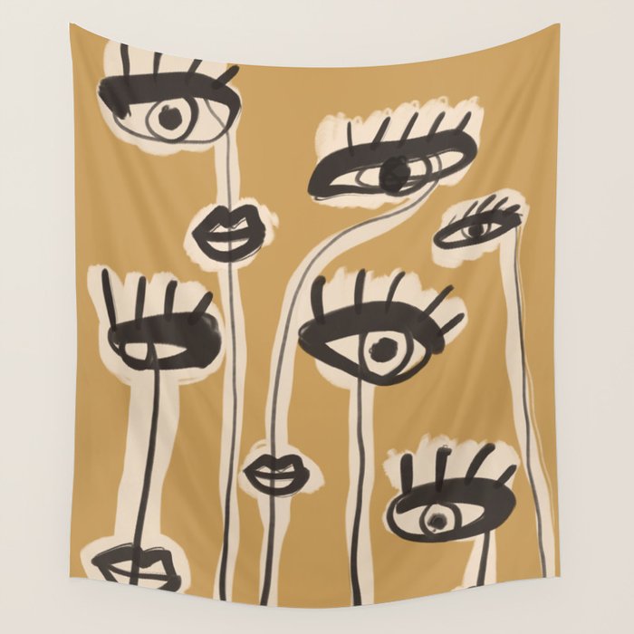 Abstract line art eyes 11 Wall Tapestry Gallery Image 1