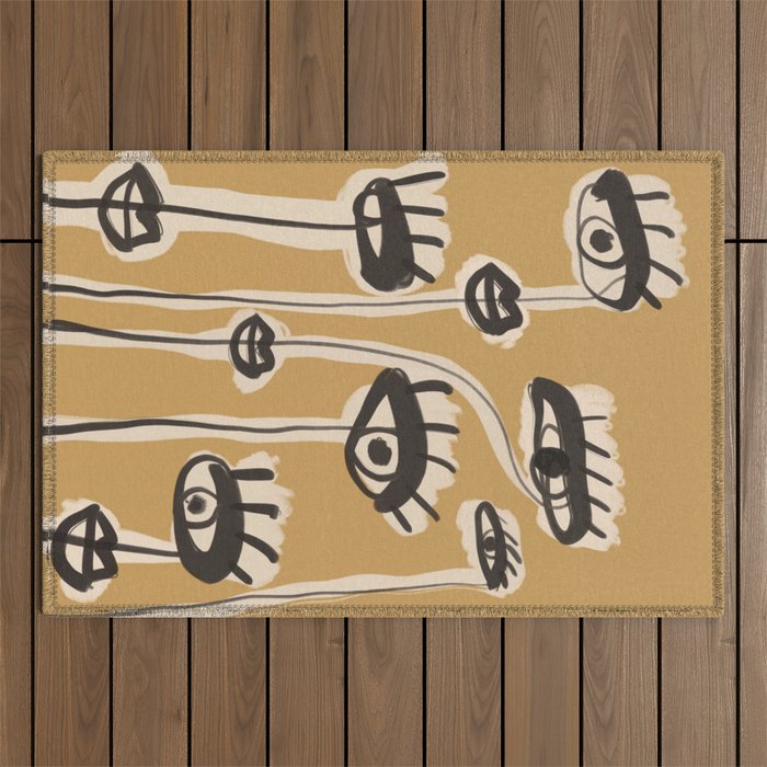 Abstract line art eyes 11 Outdoor Rug Gallery Image 1