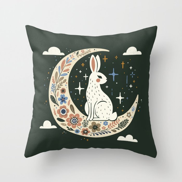 Rabbit on the moon  Throw Pillow Gallery Image 6