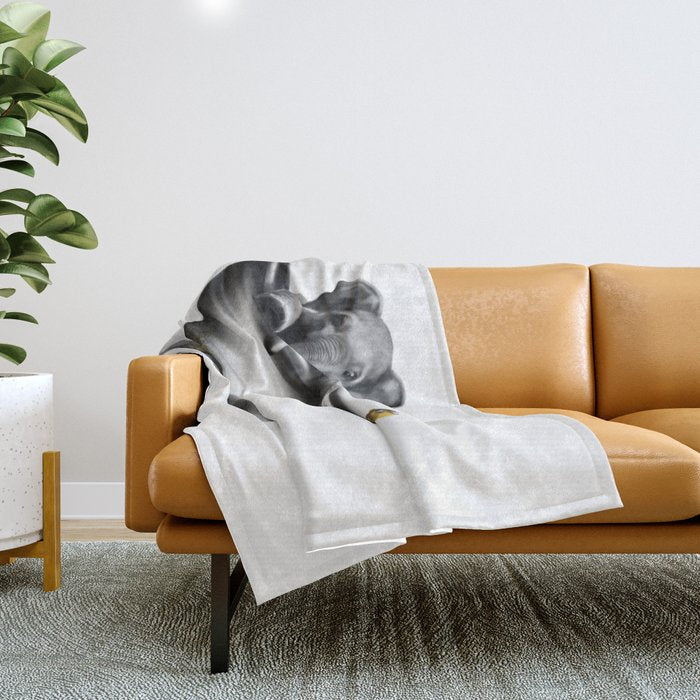 Elephant in Bath Throw Blanket Gallery Image 1