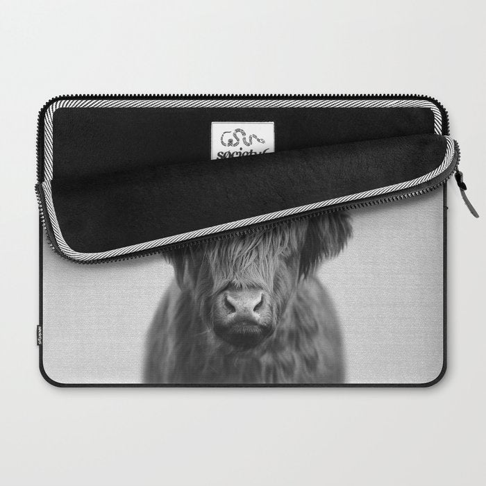 Highland Cow - Black & White Laptop Sleeve Gallery Image 2