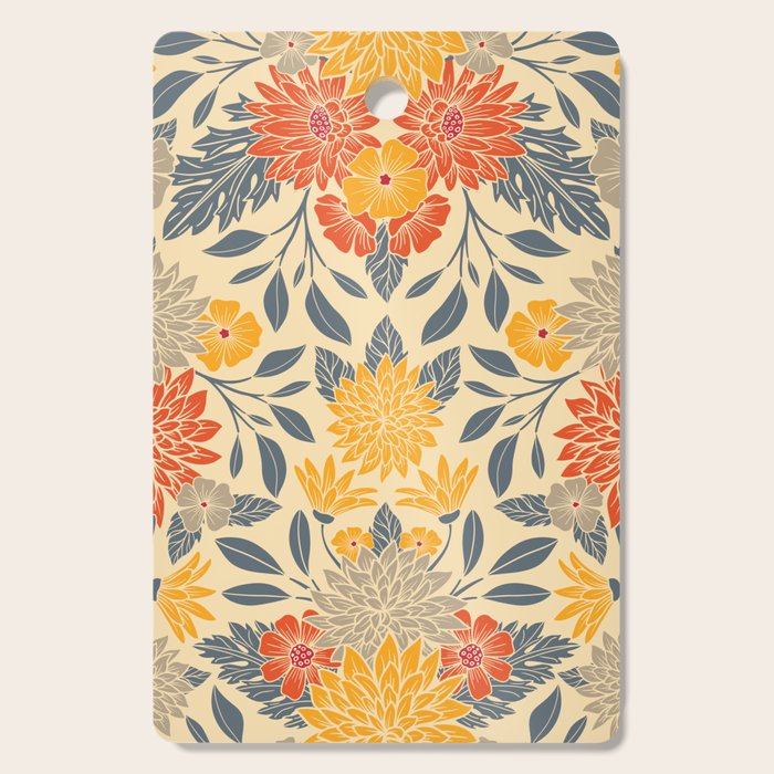 Warm Yellow, Orange & Blue Floral Cutting Board Gallery Image 1