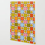 Rainbow Happy Face Checkered Print Wallpaper Gallery Image 2