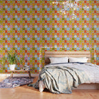 Rainbow Happy Face Checkered Print Wallpaper Gallery Image 3
