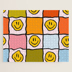 Rainbow Happy Face Checkered Print Jigsaw Puzzle Gallery Image 1