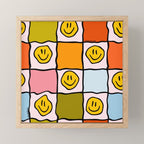 Rainbow Happy Face Checkered Print Mini Art Print Gallery Image 1