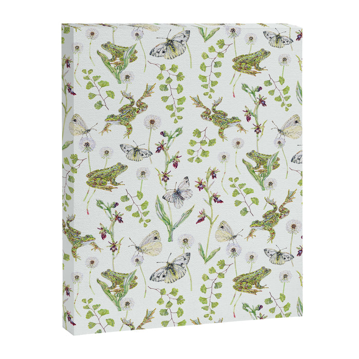 Spring Frogs and Orchids - Light Green Canvas Print Gallery Image 1