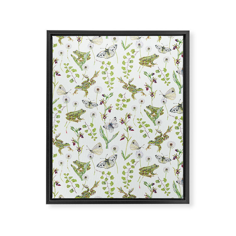 Spring Frogs and Orchids - Light Green Framed Canvas Print Gallery Image 6