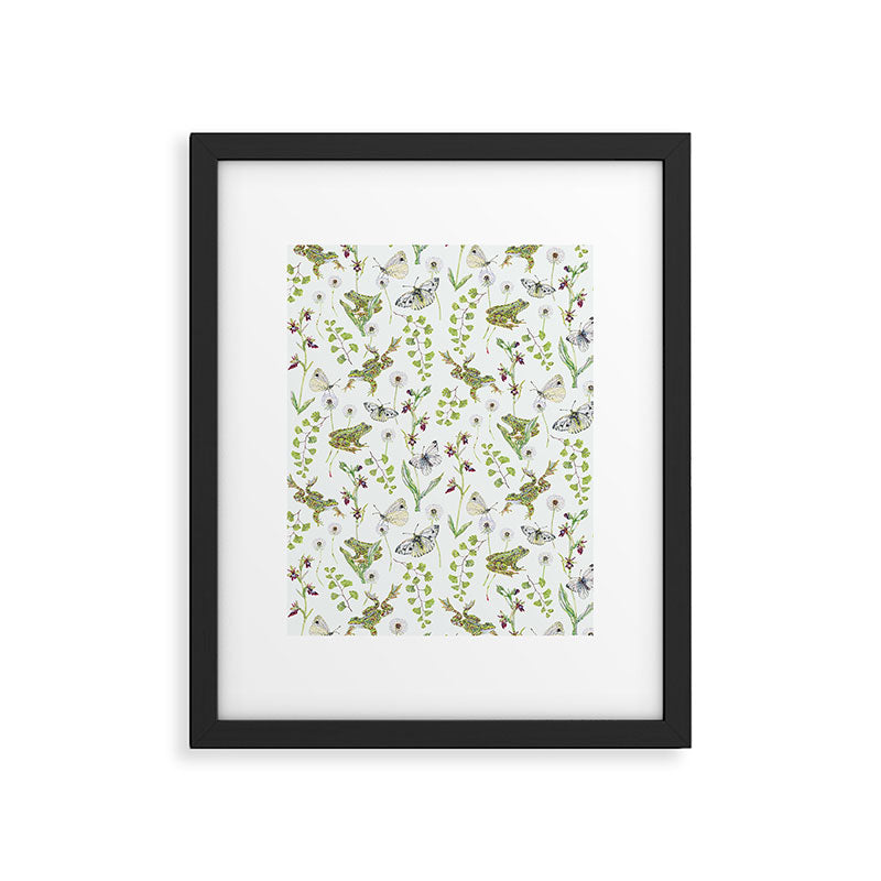 Spring Frogs and Orchids - Light Green Framed Art Print Gallery Image 5