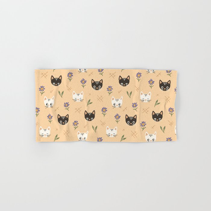 Cat Faces and Flowers Bath Towel Gallery Image 1