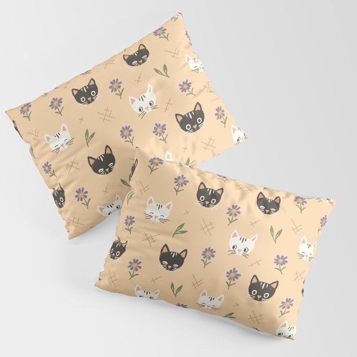 Cat Faces and Flowers Pillow Sham Gallery Image 3