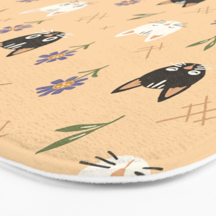 Cat Faces and Flowers Bath Mat Gallery Image 3