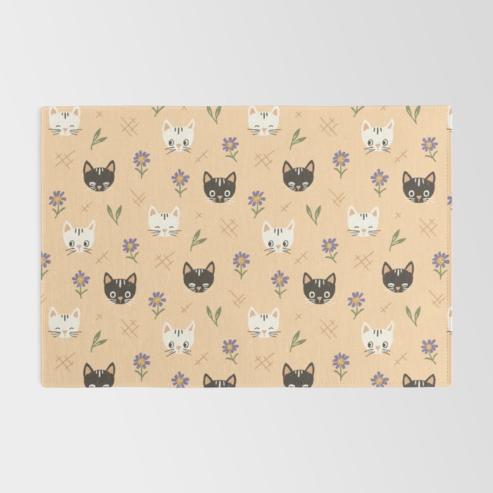 Cat Faces and Flowers Rug Gallery Image 2