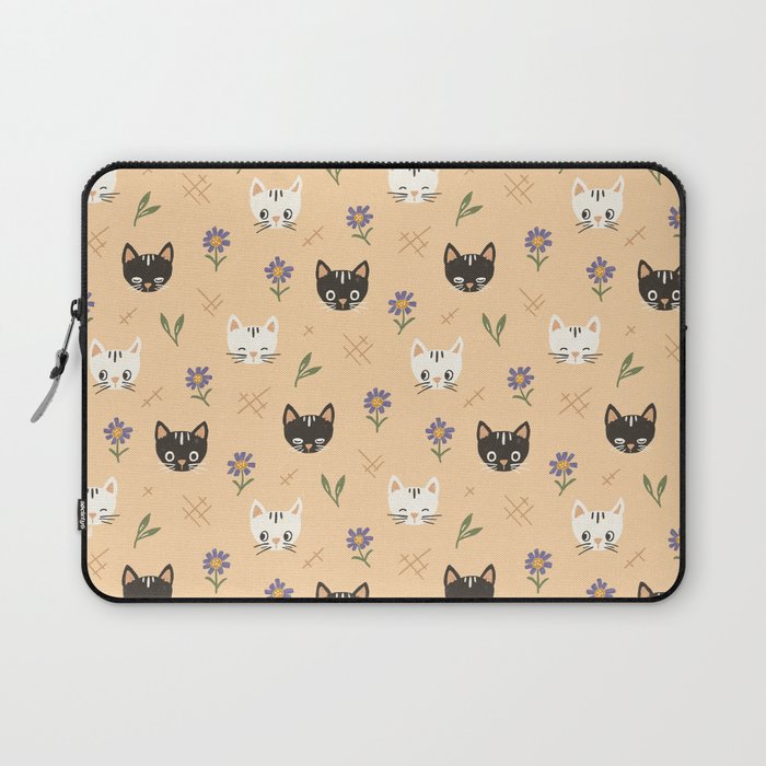 Cat Faces and Flowers Laptop Sleeve Gallery Image 1
