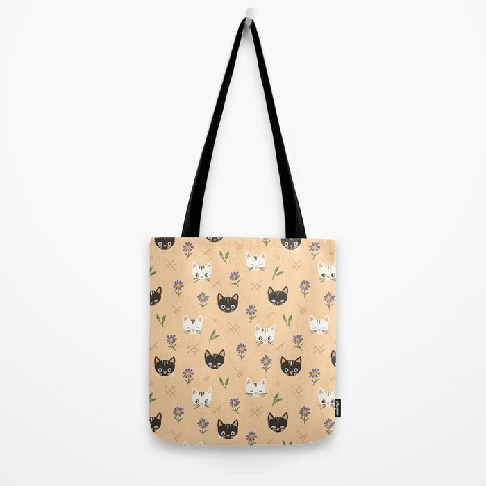 Cat Faces and Flowers Tote Bag Gallery Image 2