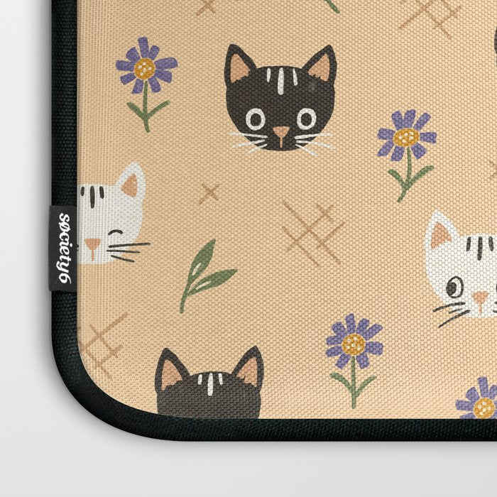 Cat Faces and Flowers Laptop Sleeve Gallery Image 3