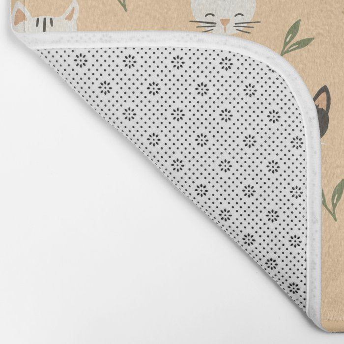 Cat Faces and Flowers Bath Mat Gallery Image 2