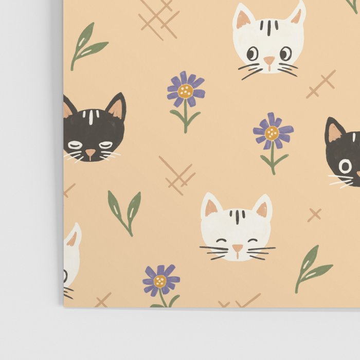 Cat Faces and Flowers Poster Gallery Image 3