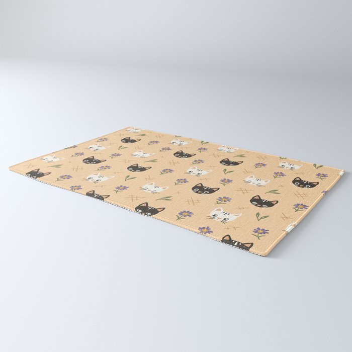 Cat Faces and Flowers Rug Gallery Image 3