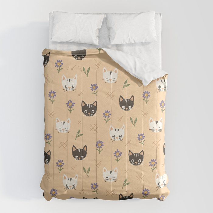 Cat Faces and Flowers Comforter Gallery Image 6