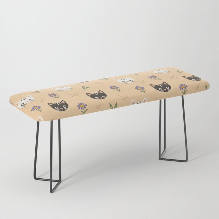 Cat Faces and Flowers Bench Gallery Image 1