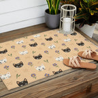 Cat Faces and Flowers Outdoor Rug Gallery Image 2
