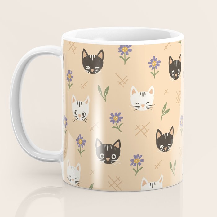 Cat Faces and Flowers Coffee Mug Gallery Image 3