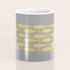Mid Century Modern Minimalist Fish Stripe Pattern in Retro Gray and Mustard Yellow Coffee Mug Gallery Image 4