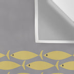 Mid Century Modern Minimalist Fish Stripe Pattern in Retro Gray and Mustard Yellow Wall Tapestry Gallery Image 3