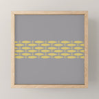 Mid Century Modern Minimalist Fish Stripe Pattern in Retro Gray and Mustard Yellow Mini Art Print Gallery Image 1