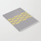Mid Century Modern Minimalist Fish Stripe Pattern in Retro Gray and Mustard Yellow Notebook Gallery Image 2