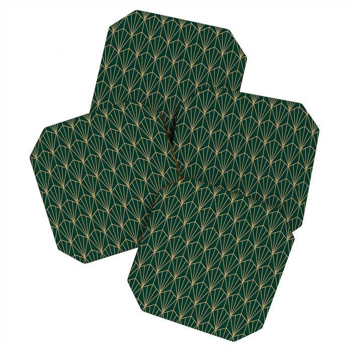 Art Deco Vector in Green and Gold Coaster Gallery Image 1