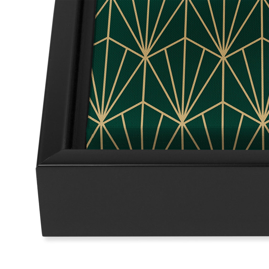 Art Deco Vector in Green and Gold Framed Canvas Print Gallery Image 3