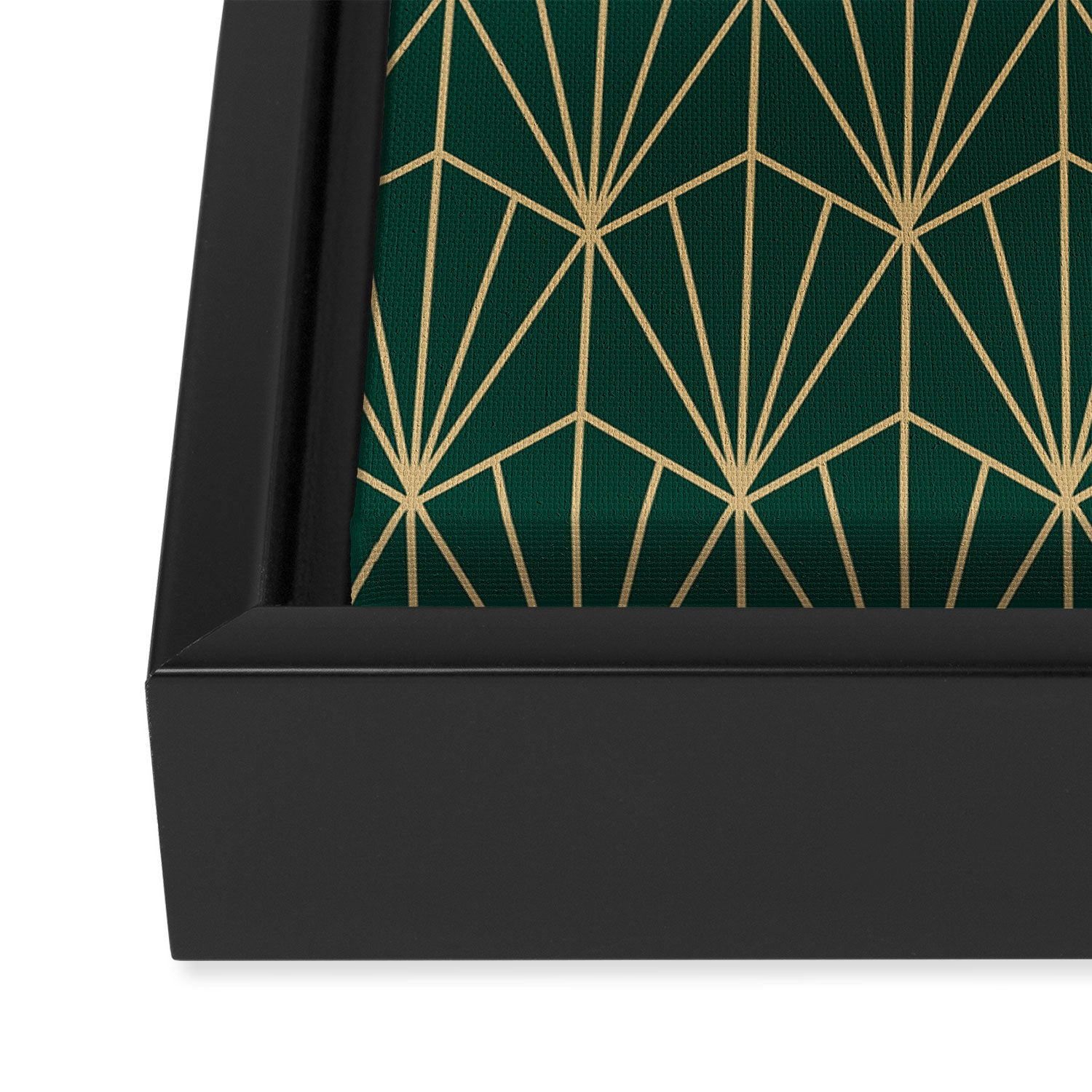 Art Deco Vector in Green and Gold Framed Canvas Print Gallery Image 3