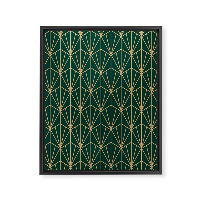 Art Deco Vector in Green and Gold Framed Canvas Print Gallery Image 1