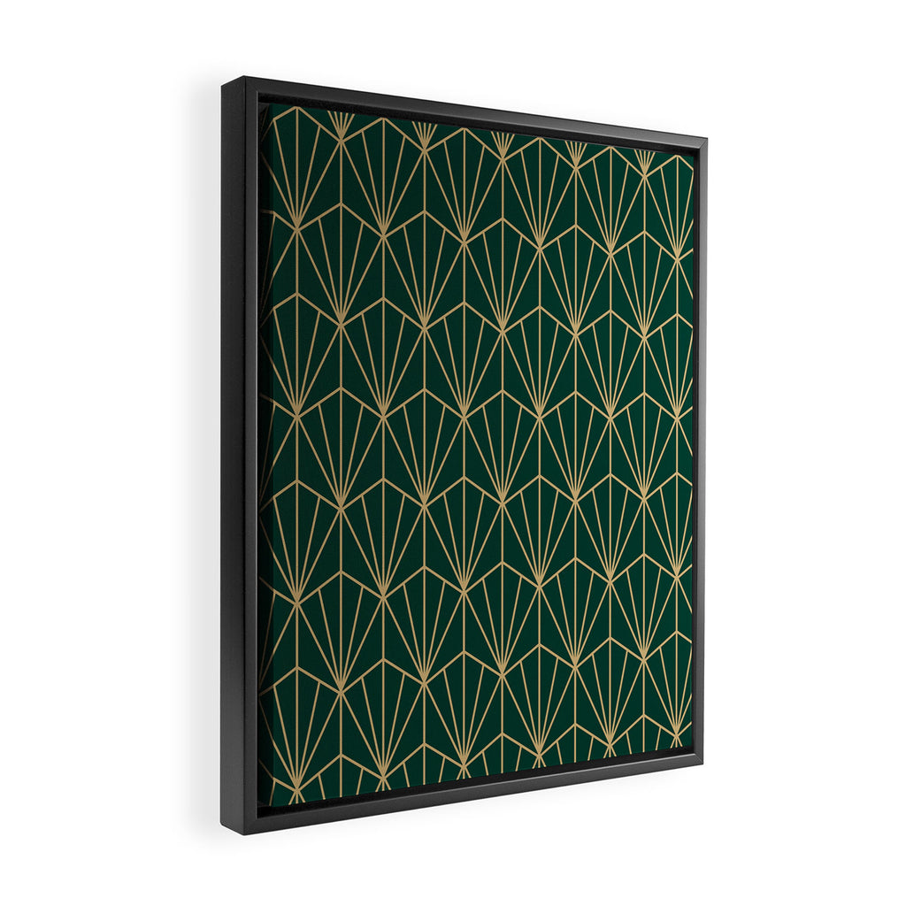 Art Deco Vector in Green and Gold Framed Canvas Print Gallery Image 2