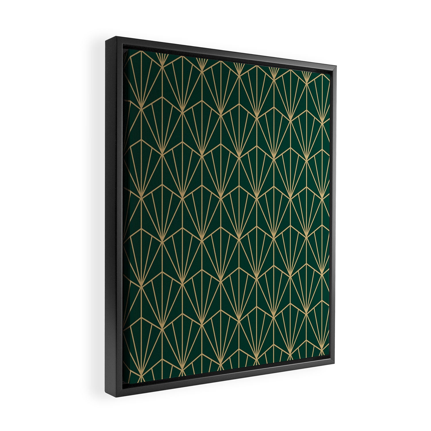 Art Deco Vector in Green and Gold Framed Canvas Print Gallery Image 2