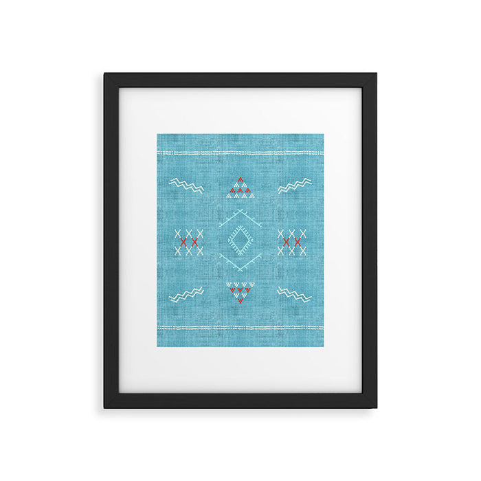 Casablanca Aqua Kilim Framed Art Print Gallery Image 1