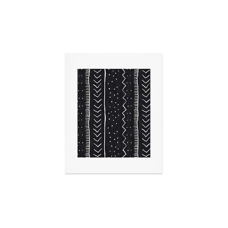 Cute Geometric Stripe in Black and White Art Print Gallery Image 1