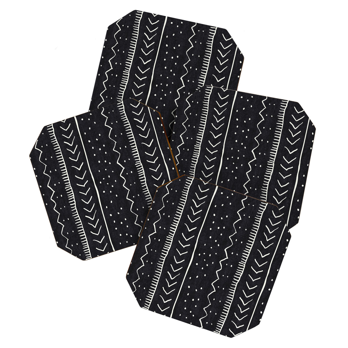 Cute Geometric Stripe in Black and White Coaster Gallery Image 1