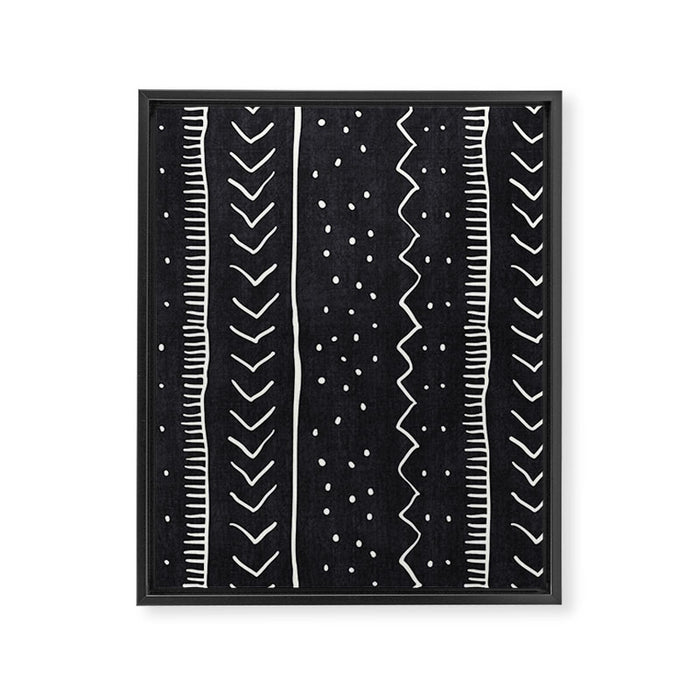 Cute Geometric Stripe in Black and White Framed Canvas Print Gallery Image 1