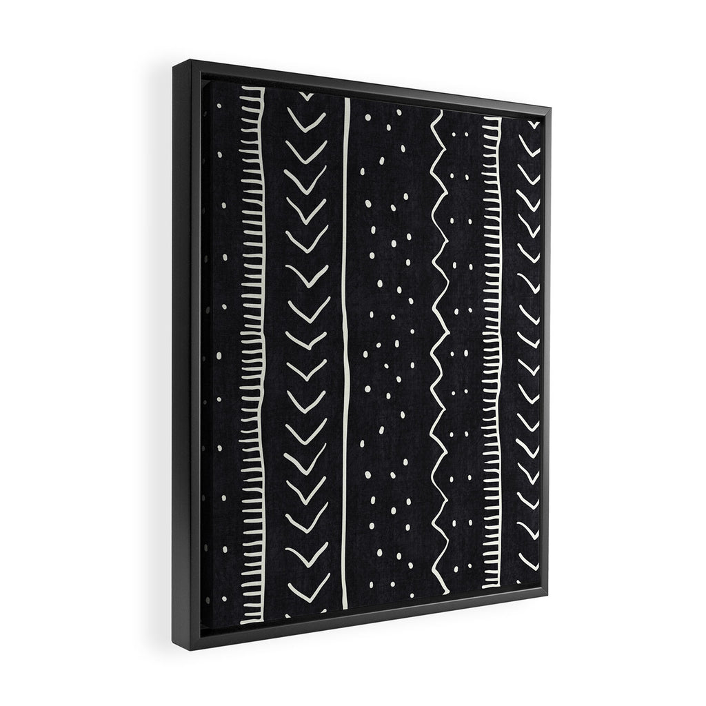 Cute Geometric Stripe in Black and White Framed Canvas Print Gallery Image 2