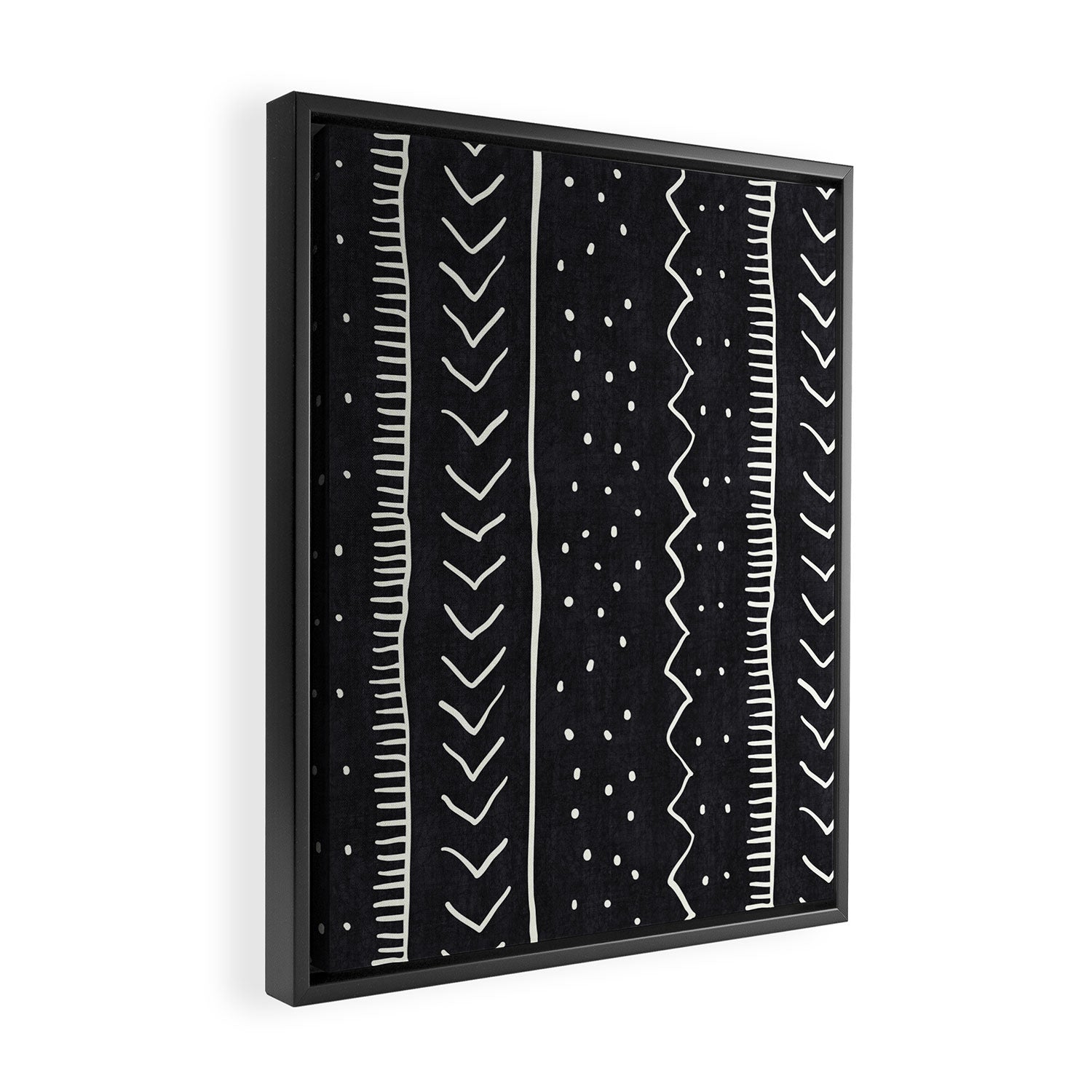 Cute Geometric Stripe in Black and White Framed Canvas Print Gallery Image 2