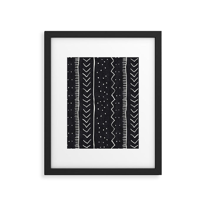 Cute Geometric Stripe in Black and White Framed Art Print Gallery Image 1