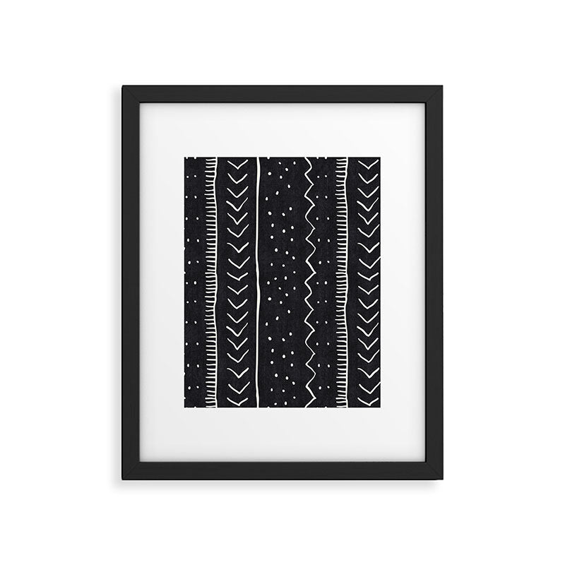 Cute Geometric Stripe in Black and White Framed Art Print Gallery Image 4