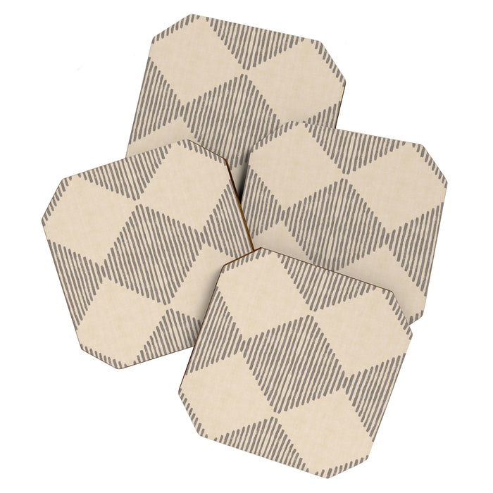 Diamond Stripe Geometric Block Print In Beige Coaster Gallery Image 1