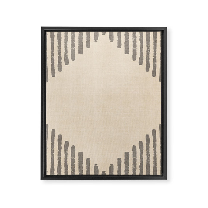 Diamond Stripe Geometric Block Print In Beige Framed Canvas Print Gallery Image 1