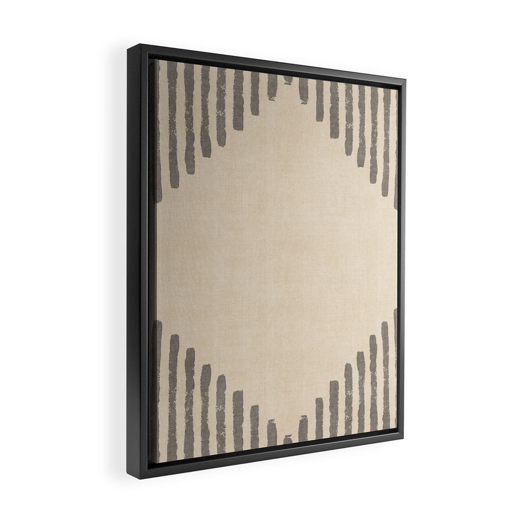 Diamond Stripe Geometric Block Print In Beige Framed Canvas Print Gallery Image 2